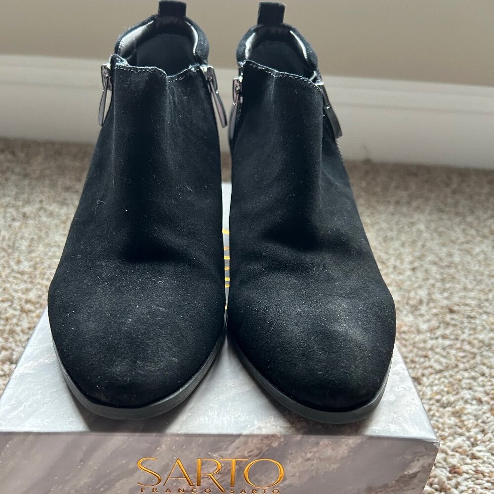 Women's black suede booties